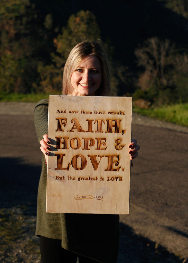 Faith Hope and Love Rustic Sign